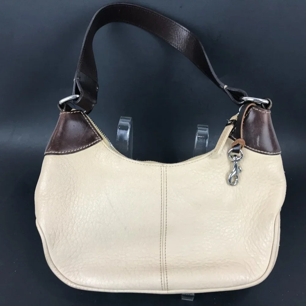 Dooney Bourke Cream/Brown Pebble leather shoulder handbag